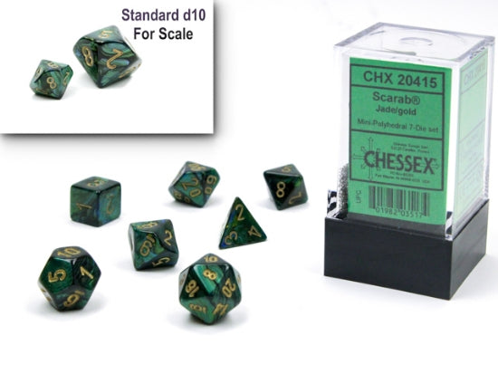 Chessex Mini Polyhedral 7-Die Set Scarab Jade/Gold