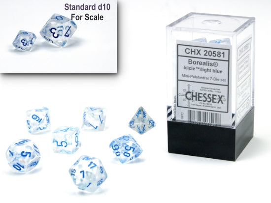 Chessex Mini Polyhedral 7-Die Set Borealis Icicle/Light Blue