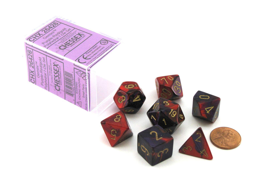 Chessex Polyhedral 7-Die Set Gemini Purple-Red/Gold