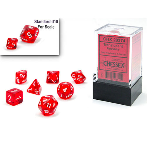 Chessex Mini Polyhedral 7-Die Set Translucent Red/White